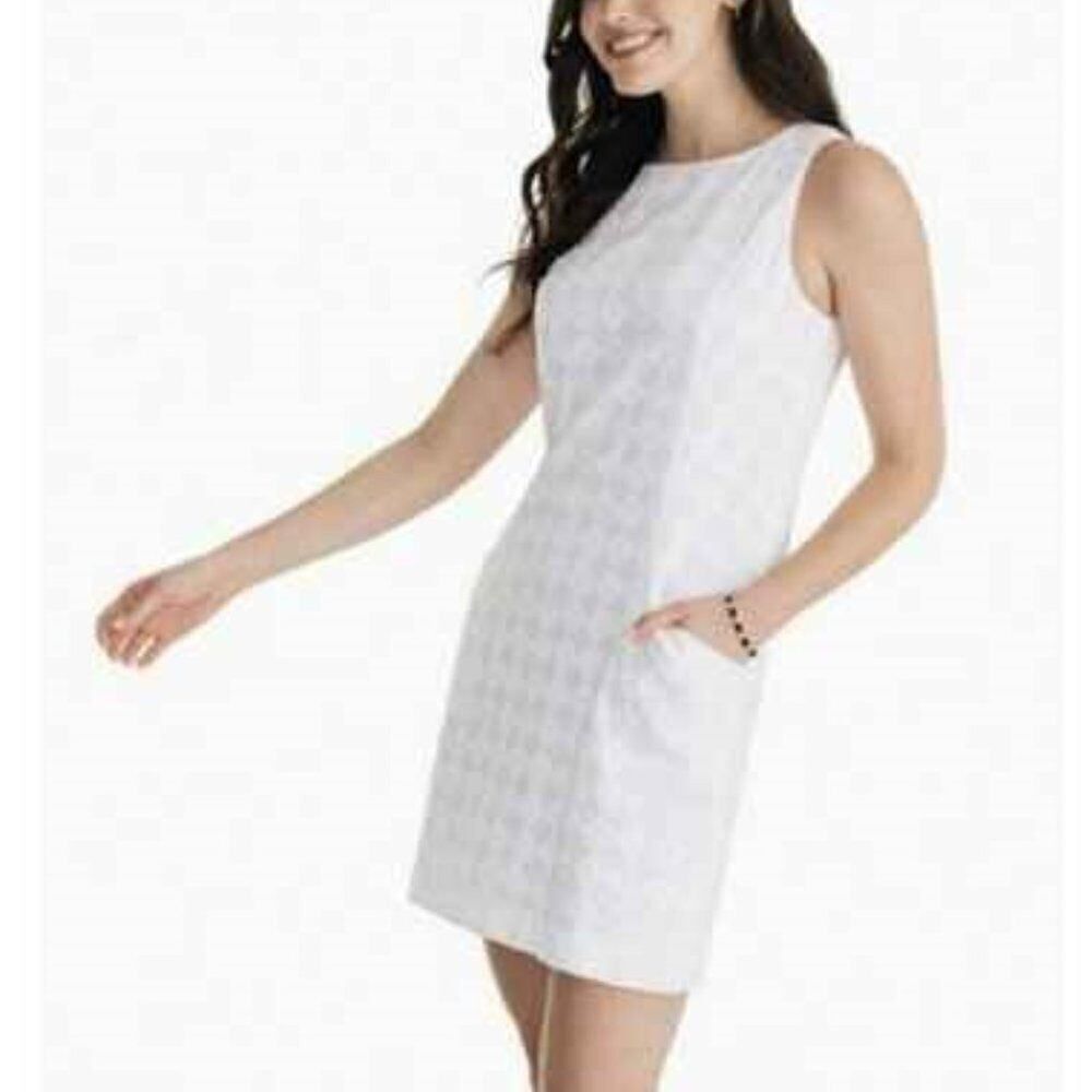 SOUTHERN TIDE Women's Paislee White Diamond Jacquard Shift Dress White Size 10